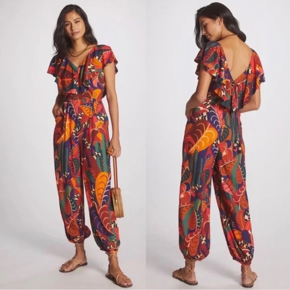Farm Rio Ruffled Jumpsuit Size Medium
